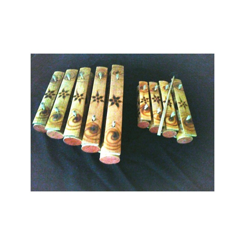 Xilofono In Bambù Naturale Artigianale - Strumento Musicale Con 10 Note E Martello - Foto 4